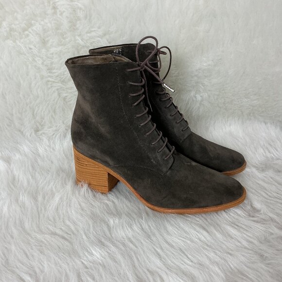 Coclico Brown Suede Lace Up Block Heel Side Zip Bani Boots EU 41 US 10 - Picture 1 of 10